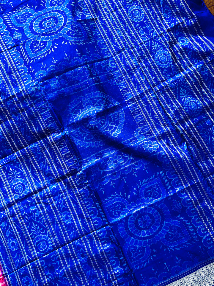 Large Konark Motif unique handwoven Sambalpuri ikat pure silk saree|Odisha Weaves|