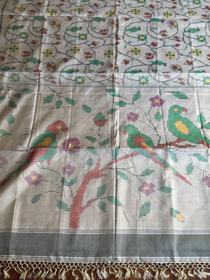 Baige-gold semi (double) ikat patan Patola pure silk saree