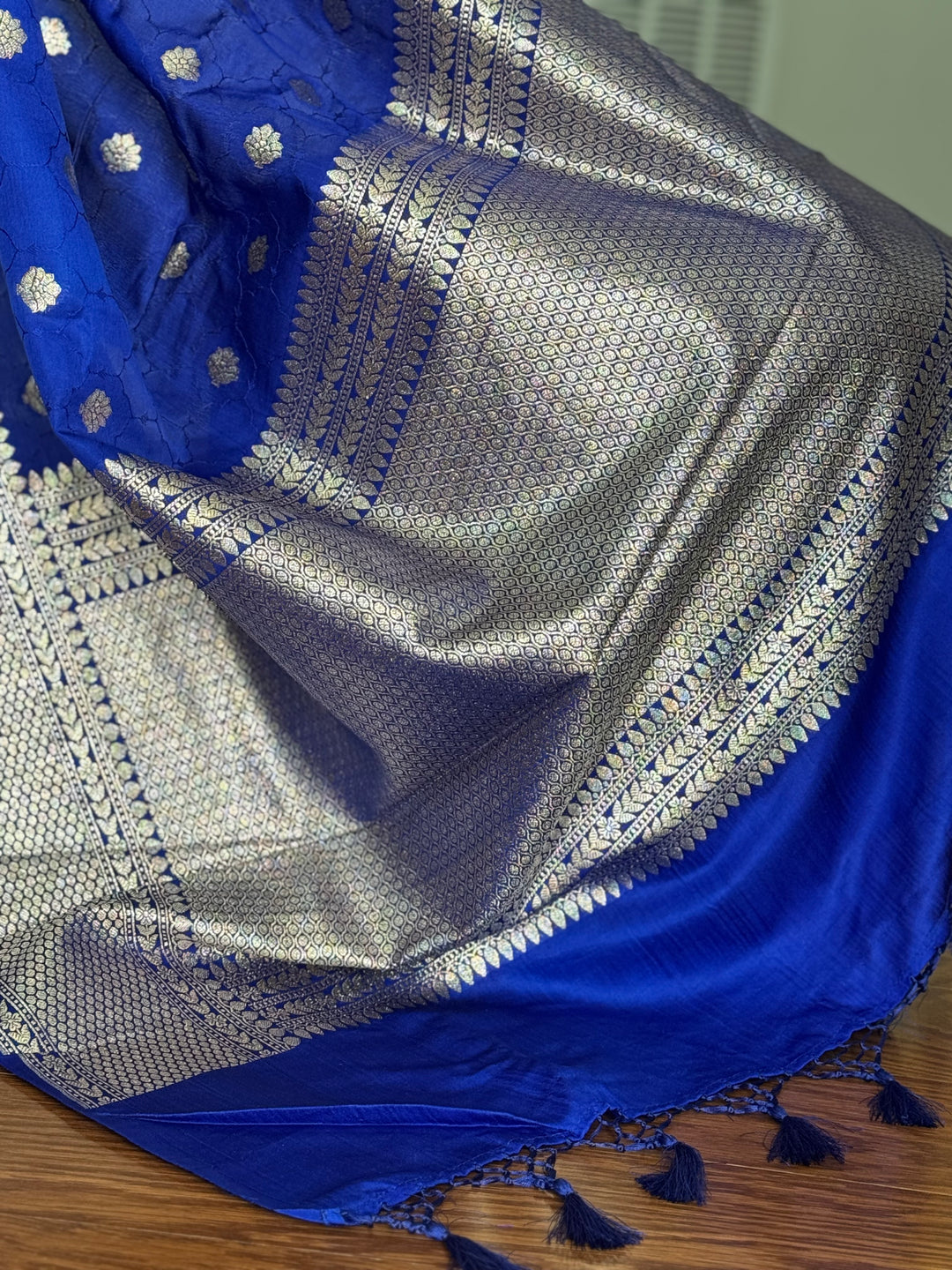 Royal Blue color Banarasi Semi Mashru Silk Saree Saree|Value Vogue