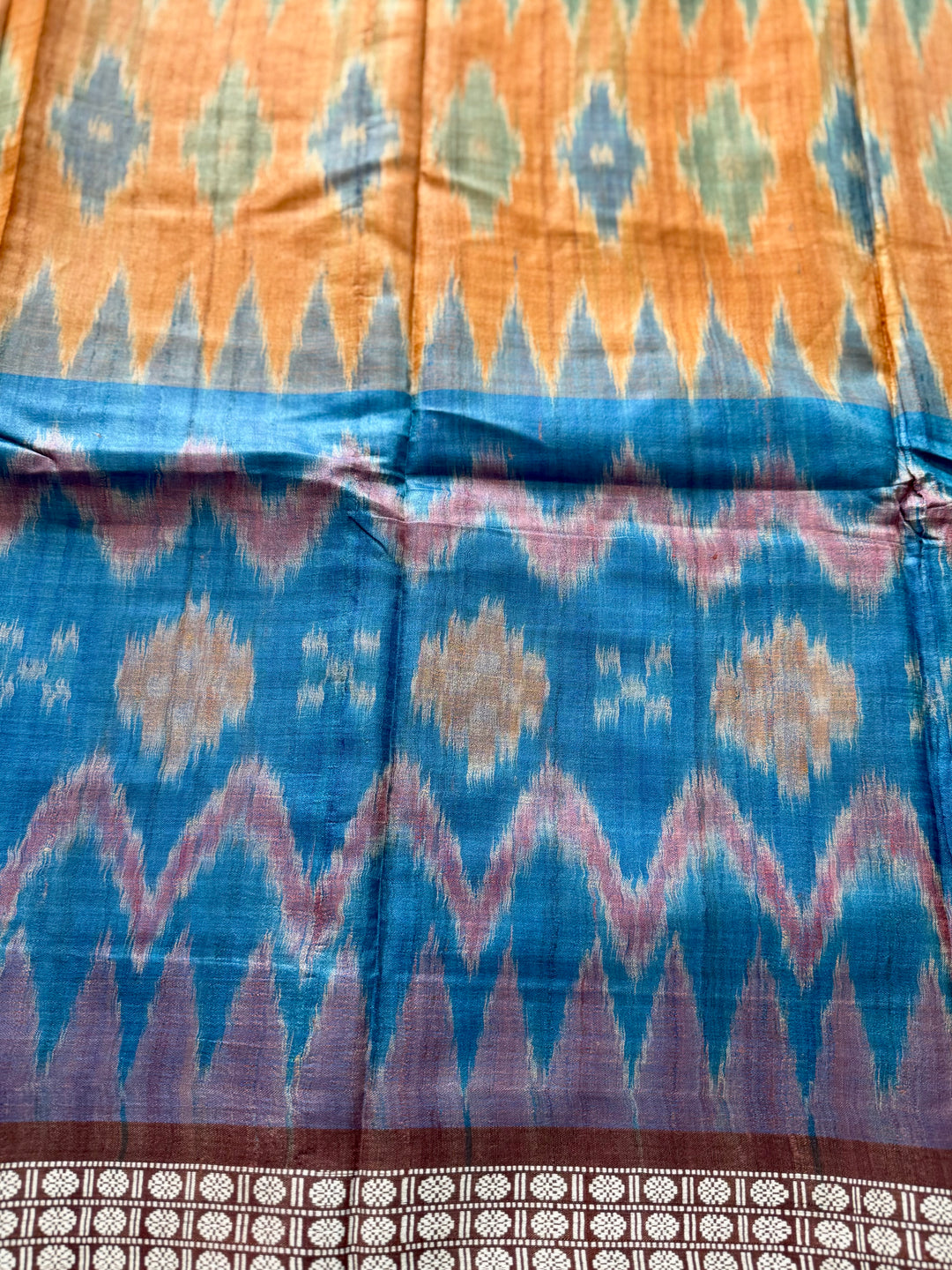 Multi colored Gopalpur handwoven pure Tussar silk saree with ikat pallu|Odisha weaves