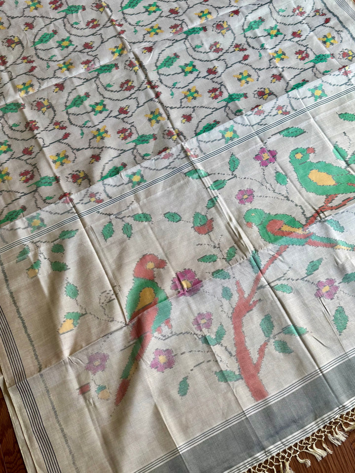 Baige-gold semi (double) ikat patan Patola pure silk saree