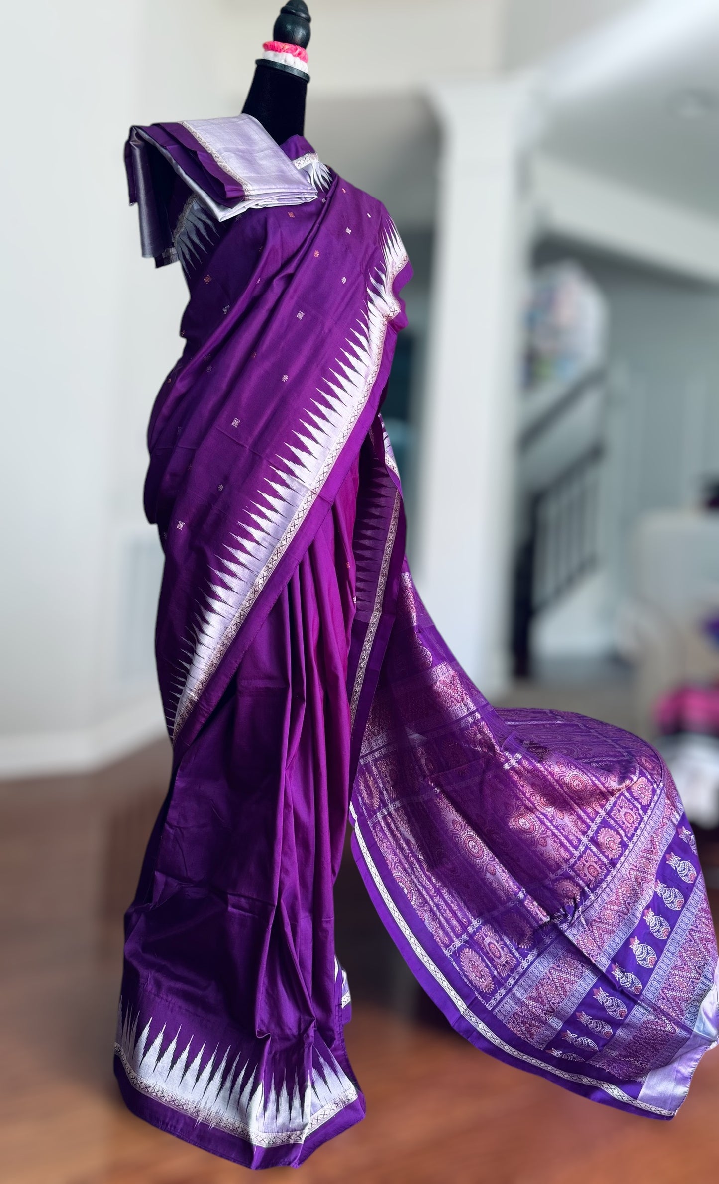 Purple Bomkai Pure Silk Saree