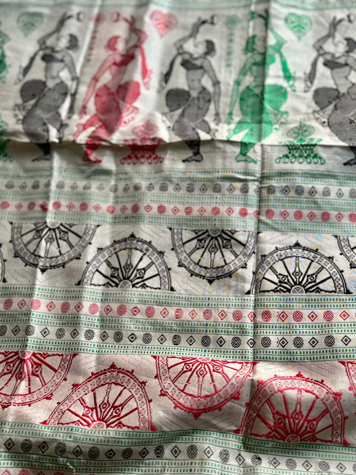 Green Dancer theme Master woven Bomkai Puresilk Sare