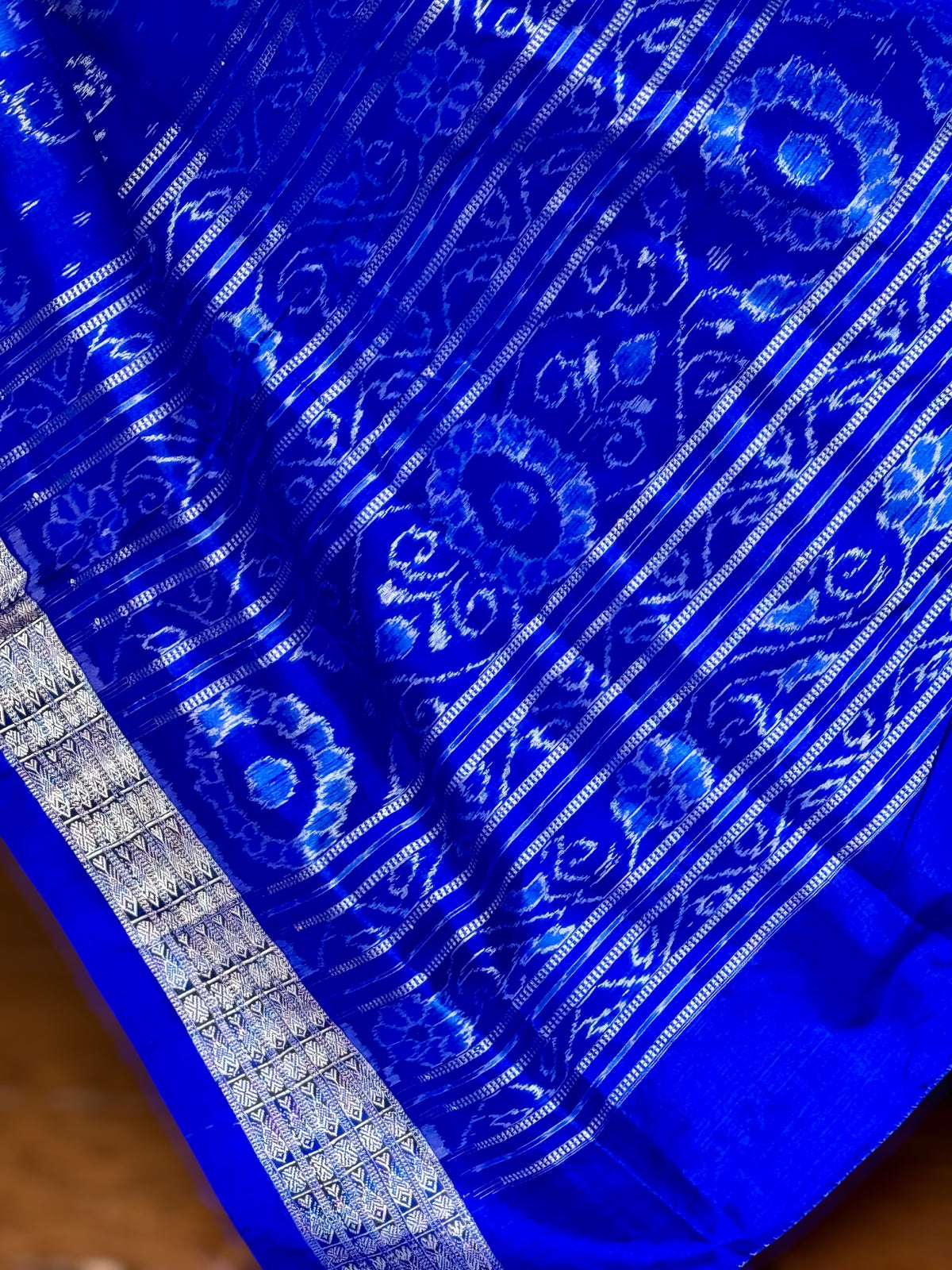 Blue handwoven pasapali Sambalpuri ikat pure silk saree | Odisha weaves