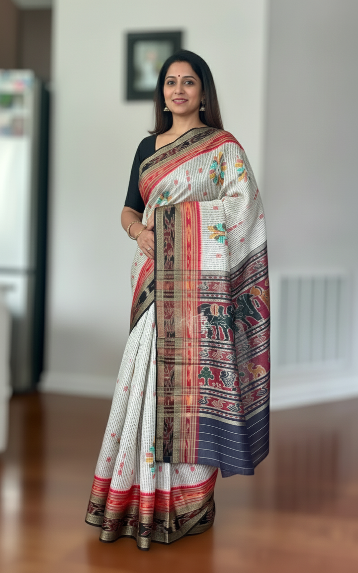 Baghambari Sachipar Pure silk Khandua Ikat saree from Odisha Weaves