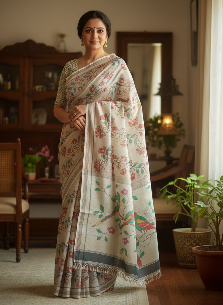 Blush semi (double) ikat patan Patola pure silk saree