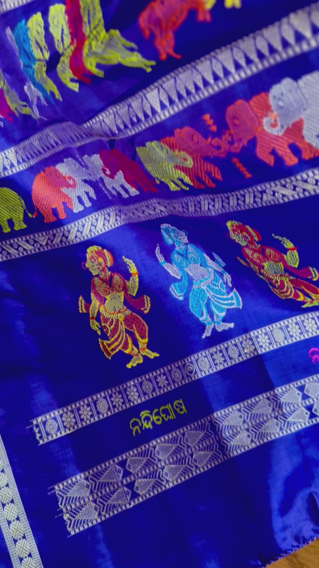 Gorgeous Red with Royal BlueNandighosa pure silk saree from Odisha Weaves| Bomkai|