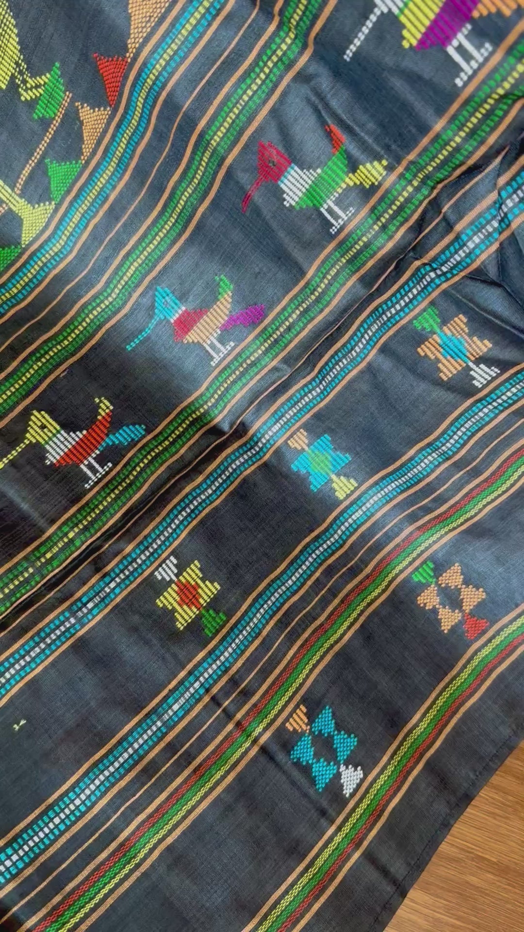 Orangish red Gopalpur Handwoven Tussar Saree with Ganjam Bomkai Pallu - Traditional Indian Saree|Odisha weaves